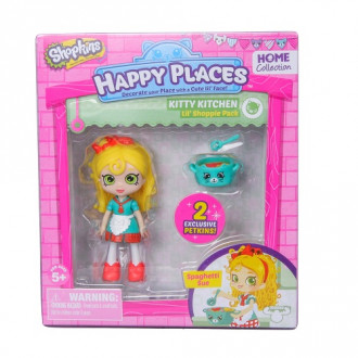 Кукла HAPPY PLACES S1 – СЬЮ СПАГЕТТИ (2 эксклюзивных петкинса, подставка)