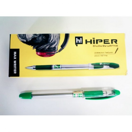 Ручка масл.Hiper Max Writer HO-335 2500м 0,7мм зелена Фото