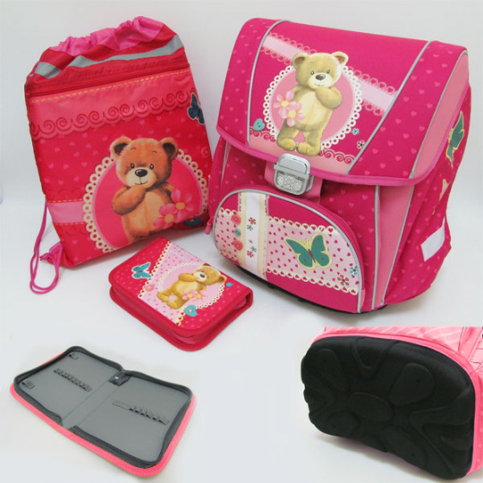 Набор: рюкзак-коробка+мешок для обуви+пенал плоский &quot;Мишка&quot; (1002887) Фото