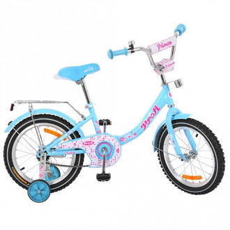 Велосипед 2-х колес. дет. PROF1 14д., Princess, голубой, звонок, доп.колеса (1шт)