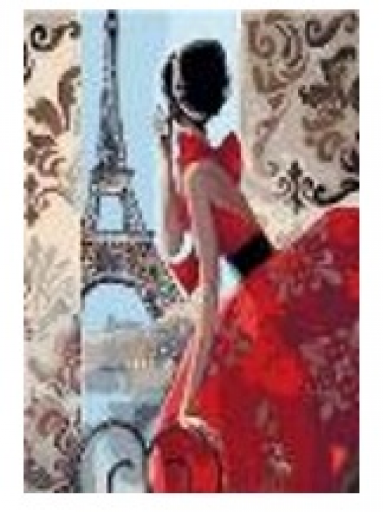 Картина по номерам &quot;Девушка смотрит на Париж&quot; 40*50см,крас.-акрил,кисть-3шт.(1*30) Фото