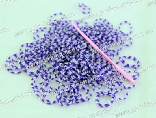 Резиночки для плетения бело-фиолетовые Фото