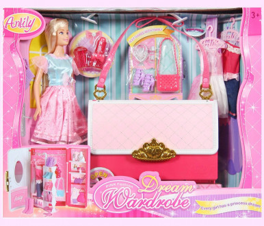 Кукла типа &quot;Барби&quot;Anlily&quot;99046 сумка превращается в шкаф д/одежды, платья,аксессуары,в кор.