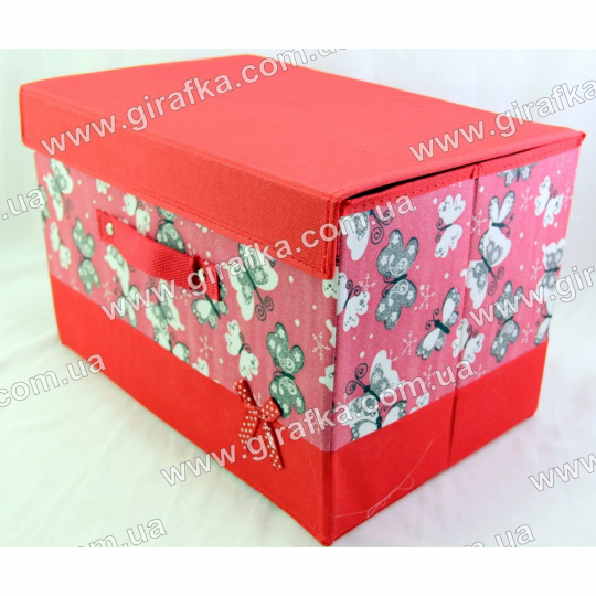 Красивая коробка для хранения красная с бабочками Фото