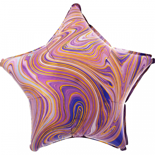 Фольгированные шары с рисунком 3202-2732 а 18&quot; звезда агат фиолетовый purple marble s18 Фото