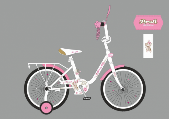 Велосипед детский PROF1 16д. Y1685 (1шт) Ballerina,SKD45,бело-розовый,звонок,фонарь,доп.кол Фото