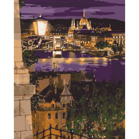 Роспись по номерам Городской пейзаж &quot;Волшебные краски Будапешта&quot;, в термопакете 40*50см Фото