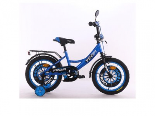 Велосипед детский PROF1 16д. XD1644 (1шт) Original boy,сине-черный,свет,звонок,зерк.,доп.колеса Фото