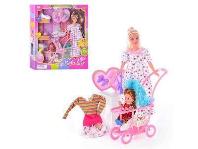 Кукла &quot;Defa Lucy &quot; 8049 беременная, с куколкой, коляской, одеждой, сумочкой, в коробке.