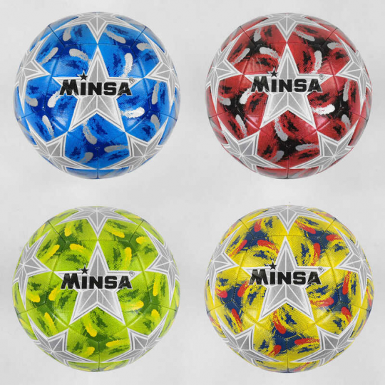 Мяч Футбольный С 40098 (60) №5 - 4 цвета, материал TPЕ, 400-420 грамм, резиновый баллон с ниткой Фото