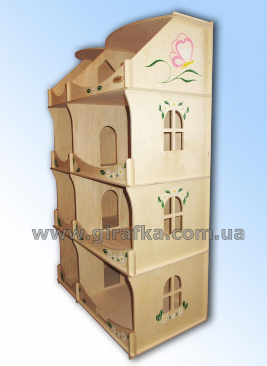 Кукольный домик 4 этажа с росписью Фото