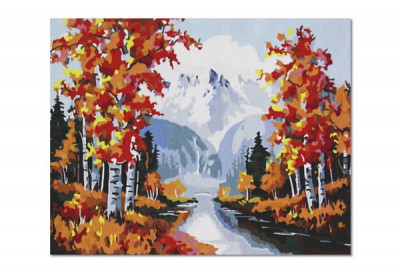Холст-расскраска по номерам &quot;Осенний пейзаж&quot; (40*50см), с набором красок и кисточкой и рамкой