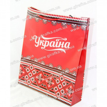 Пакет пластиковый подарочный Украина красный