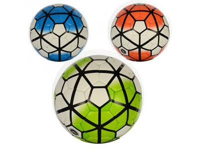 Мяч футбольный 3000-4ABC (30шт) размер 5, ПУ, 1,5мм, 4 слоя, 32 панели, 410-430г, 3 цвета