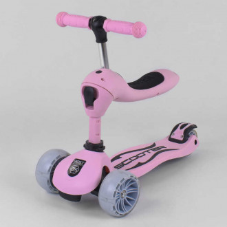 Самокат S- 8015 &quot;Best Scooter&quot; (6) цвет Розовый, колеса PU со светом 120х40мм