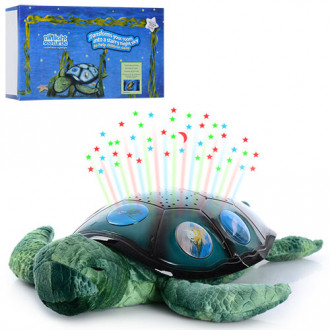 Ночник YJ 3 (20шт) черепаха(плюш+пласт),35см,проект ночн неба,3 реж, на бат-ке, в кор-ке, 35-21-11см