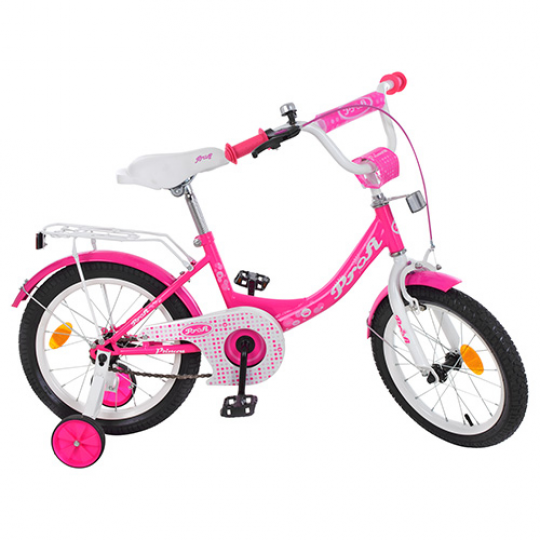 Велосипед детский PROF1 14д. Y1413 (1шт) Princess,малиновый,звонок,доп.колеса Фото