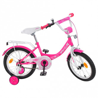 Велосипед детский PROF1 16д. Y1613 (1шт) Princess,малиновый,звонок,доп.колеса