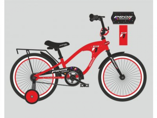 Велосипед детский PROF1 18д. Y18181 (1шт) TRAVELER,красный,звонок,доп.колеса Фото
