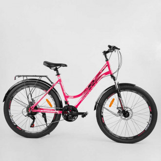 Велосипед Спортивный CORSO «URBAN» 26&quot; дюймов 69052 (1) рама металлическая, SunRun 21 скорость, крылья, багажник, собран на 75%