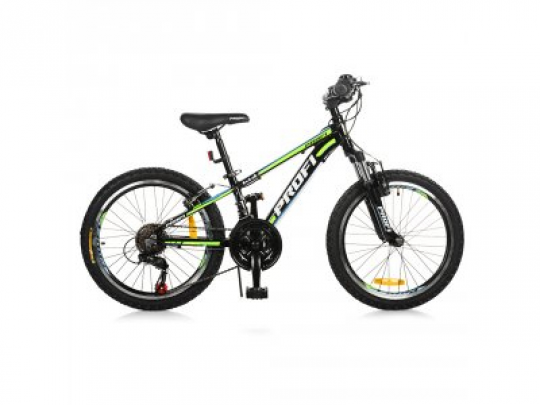 Велосипед 20 д. G20A315-L-1B (1шт)алюм.рама 10&quot;,Shimano 21SP,алюм.VB,двойной обод,черно-салат. Фото