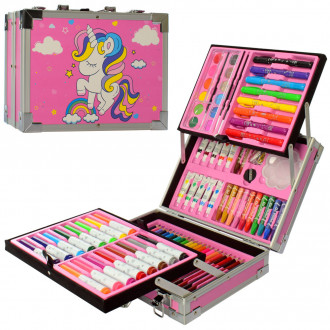 Набор для творчества MK 4618-2 (6шт) акв.краски, фломастеры, карандаши,мелки,в чемодане,27,5-21-9см