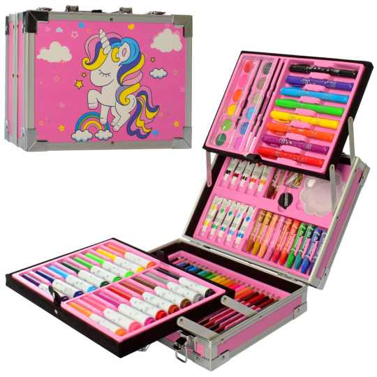 Набор для творчества MK 4618-2 (6шт) акв.краски, фломастеры, карандаши,мелки,в чемодане,27,5-21-9см Фото