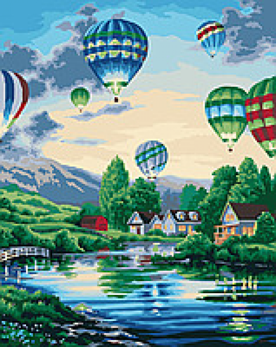 Картина по номерам Сельский пейзаж &quot;Воздушные шары&quot;, в кор.40*50см Фото