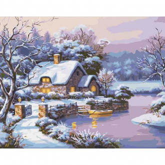 Картина по номерам Сельский пейзаж &quot;Сказочная зима&quot;, в термопакете 40*50см