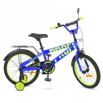 Велосипед детский PROF1 18д. T18172 (1шт) Flash,синий,звонок,доп.колеса