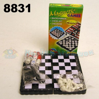 Шахматы магнитные 8831 &quot;3 в 1 &quot;, шашки, нарды, в коробке 13*8 см
