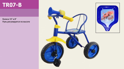 Велосипед 3-х колес TR07-B (6шт) Синий, колеса 10'' и 8'', клаксон