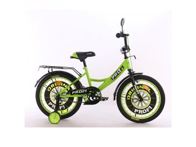 Велосипед детский PROF1 16д. XD1642 (1шт) Original boy,салатово-черный,свет,звонок,зерк.,доп.колеса