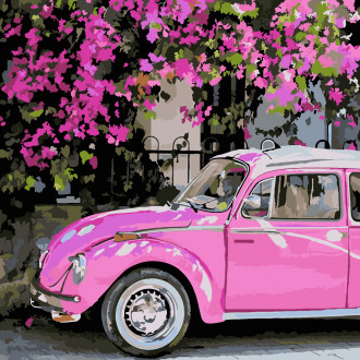 Роспись по номерам &quot;Розовый автомобиль&quot; в термопакете 40*40см, ТМ ArtStory