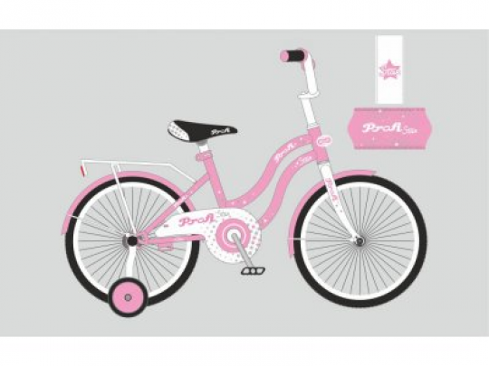 Велосипед детский PROF1 16д. Y1691 (1шт) Star,розовый,звонок,доп.колеса Фото