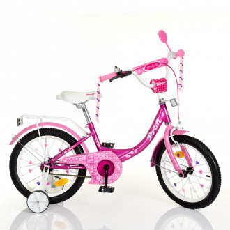 Велосипед детский PROF1 18д. Y1816 (1шт) Princess,SKD45,фуксия,звонок,фонарь,доп.кол