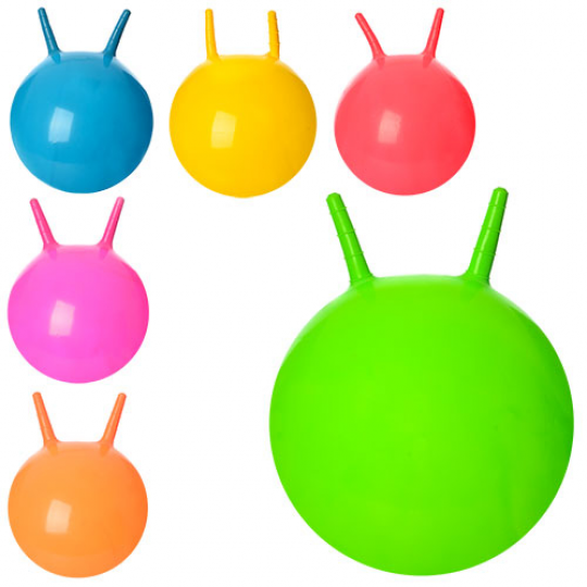 Мяч для фитнеса MS 0938 (25шт) с рожками, 38см, 310г, 6 цв, в кульке,16-15-3см Фото