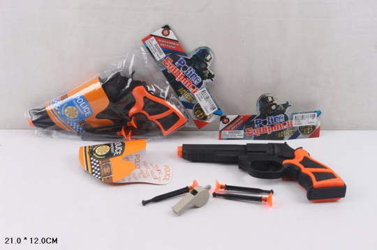 Полицейский набор 10-7AB (360шт/2) пистолеь, присоски, кобура, в пакете 21*12см Фото