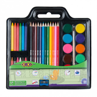 Набор для рисования (краски, цв.карандаши, мел восковый, кисть натуральная, чинка)