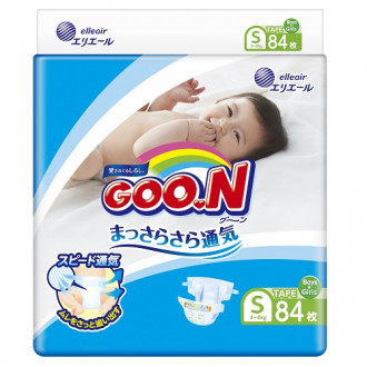 Подгузники GOO.N для детей 4-8 кг (размер S, на липучках,  унисекс, 84 шт)