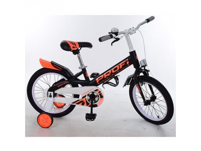 Велосипед детский PROF1 14д. W14115-4 (1шт) Original,черный,крылья,звонок,доп.колеса